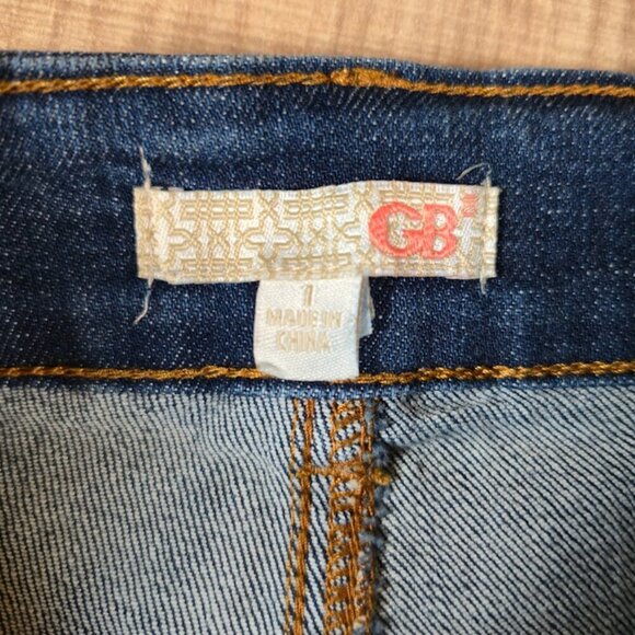 GB NWT Juniors Flare Leg Jeans Size 1 Blue Button Fly Raw Hem Bohemian Retro - Picture 3 of 7